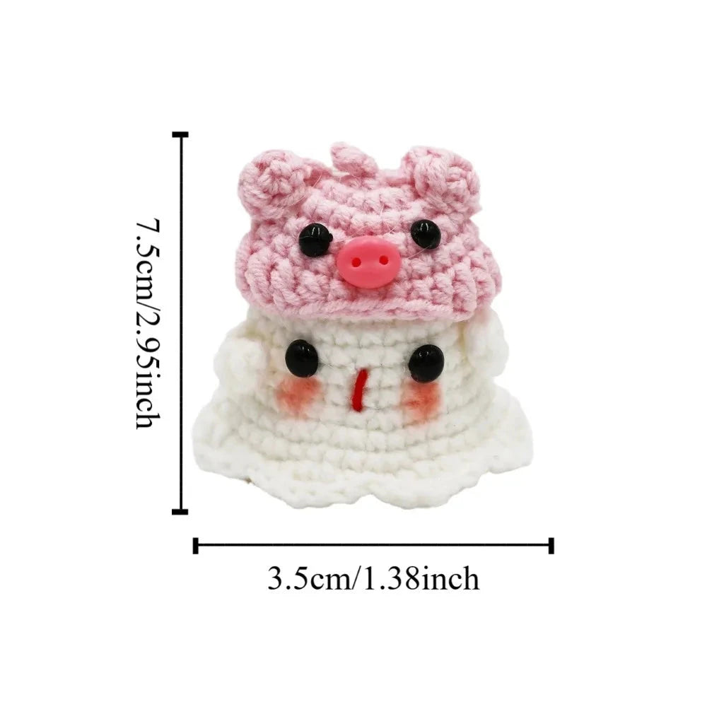 Handmade Knitting Ghost Keychain Creative Crochet Little Ghost Key Pendant Car Keyring Colorful Headwear Good Vibrations