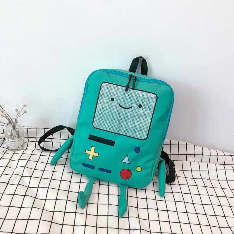 Kawaii 3D Cartoon Robot Backpack 14 Inch Canvas School Bag Fashion Unisex Student Outdoor Rucksack Cute Back To School Kids Gift Good Vibrations