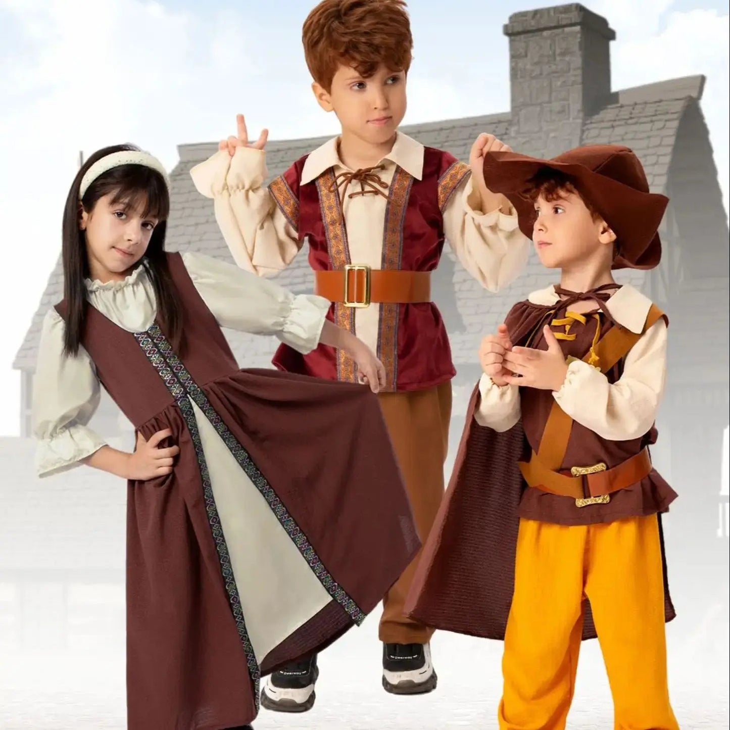 Halloween Costumes Children's Performance Costumes Bat Capes Pleated Witch Hats Good Vibrations