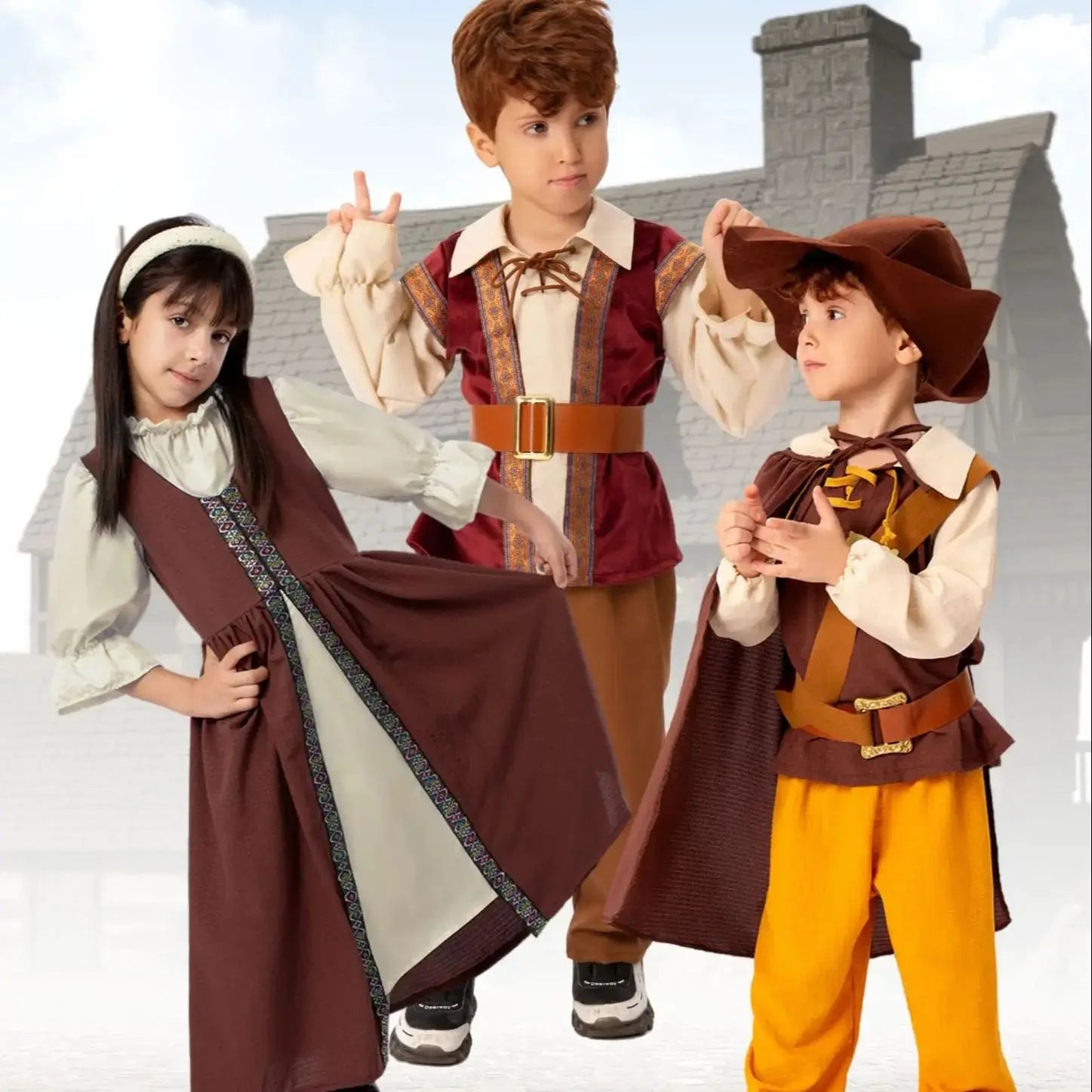 Halloween Costumes Children's Performance Costumes Bat Capes Pleated Witch Hats Good Vibrations