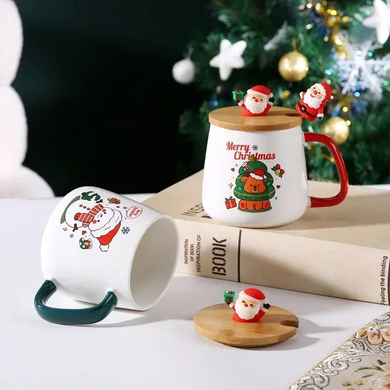 Christmas gift Ceramic mug gift box ceramic mug  mug with lid with spoon Mug set cup cup Coffee cup Christmas cup Good Vibrations