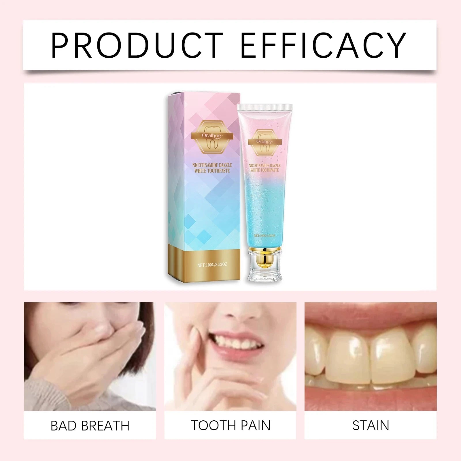 Nicotinamide Teeth Brightening Toothpaste Fresh Breath Deeply Cleaning Hygiene Removing Plaque Stains Oral Care Toothpastes 100g Good Vibrations
