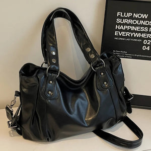 Retro Brand Roomy Shoulder Bag Female Luxury Solid Color Classic Crossbody Bag Large Capacity Style Soft PU Leather Tote Bag Good Vibrations