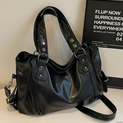 Retro Brand Roomy Shoulder Bag Female Luxury Solid Color Classic Crossbody Bag Large Capacity Style Soft PU Leather Tote Bag Good Vibrations