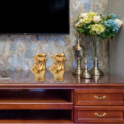 Heart Hand Gesture Statues Sculptures Luxury Resin Desktop Ornament Love Finger Modern Hand Gesture Sculpture Home Shelf Desktop Good Vibrations