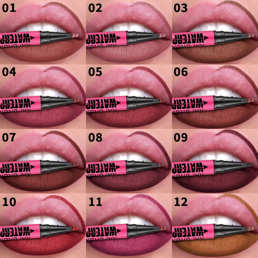 1PC Liquid Matte12-Color Lipliner Pencil Waterproof Plumping Stain Lipstick Natural Lip Liner Outline Lips Contour Makeup Good Vibrations