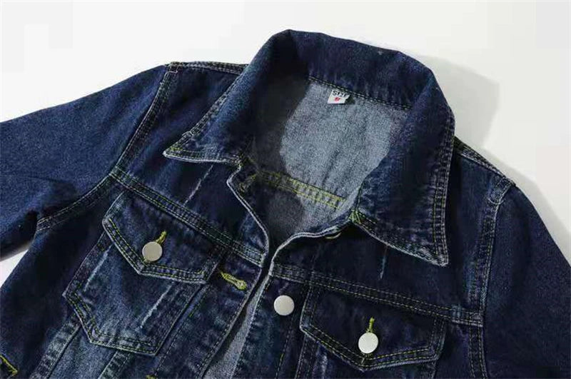 2024 New Women Spring Autumn Denim Jacket Tops Pink Color Solid Short Multicolor Feminino Three Quarter Sleeve Jean Jacket Good Vibrations