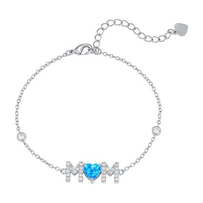 Gifts for Mother from Child,Family Love Jewelry,White Opal & Cubic Zircon,Sentimental MOM Bracelet Perfect for Mother's Day Gift Good Vibrations