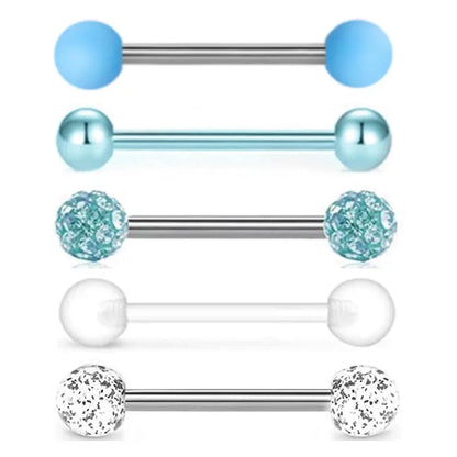 5PCS Acrylic Tongue Piercing Barbell Set Stainless Steel Glitter Tongue Rings Lot 14G Nipple Piercing Bar Bulk Piercing Langue Good Vibrations Adult Super Store