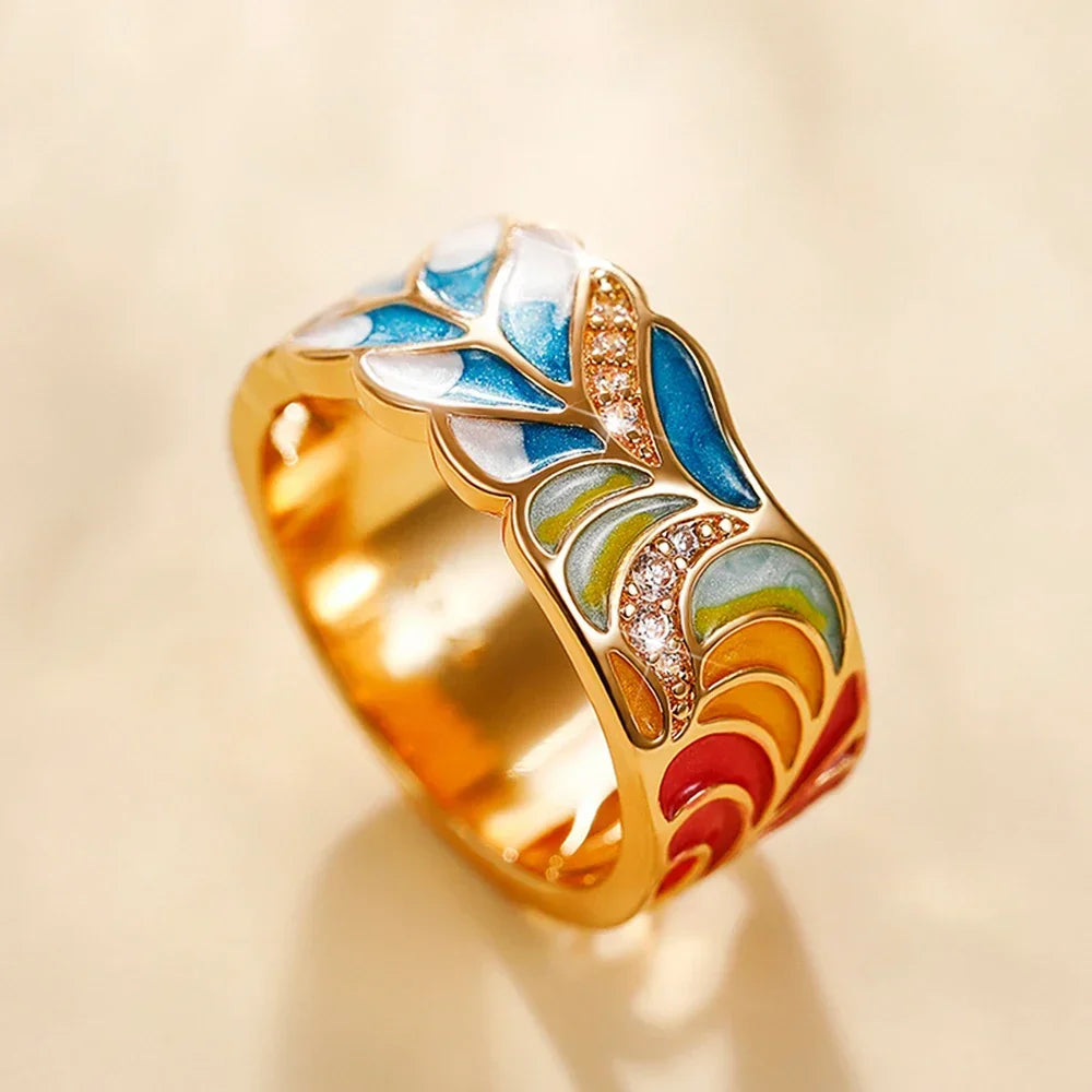 2026 Aesthetic Enamel Flower Finger Ring for Women Wedding Party New 2026  Silver Color Luxury Cubic Zirconia Jewelry Gift Good Vibrations