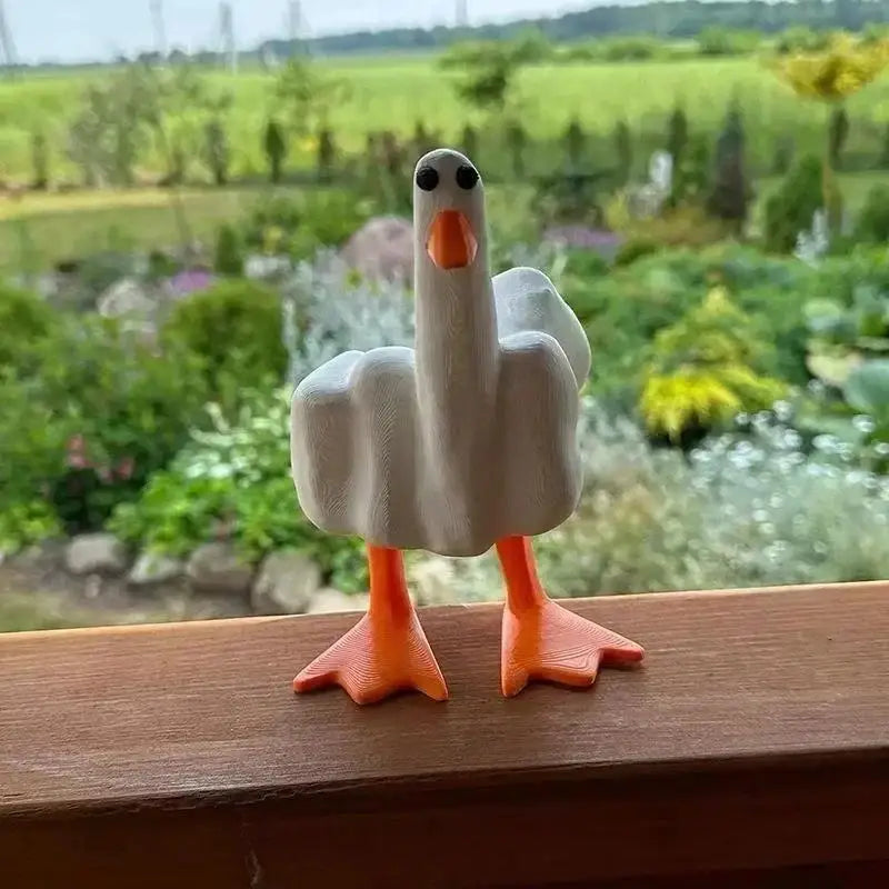 Funny Creative Duck Middle Finger Animal Gift Resin Craft Home Decoration Statue Garden Courtyard and Micro Landscape Figurines Good Vibrations