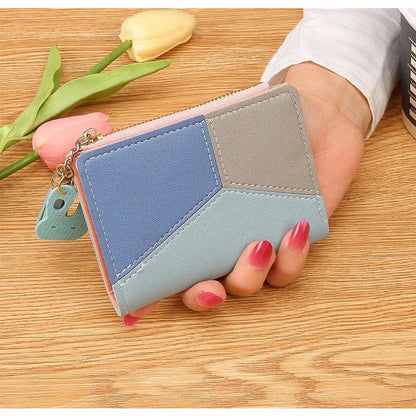 Fashion Women's Wallet Zipper Coin Purse Lady Short Clutch Purse Handbag Patchwork Leather Female Card Holder Wallet Phone Pouch Good Vibrations