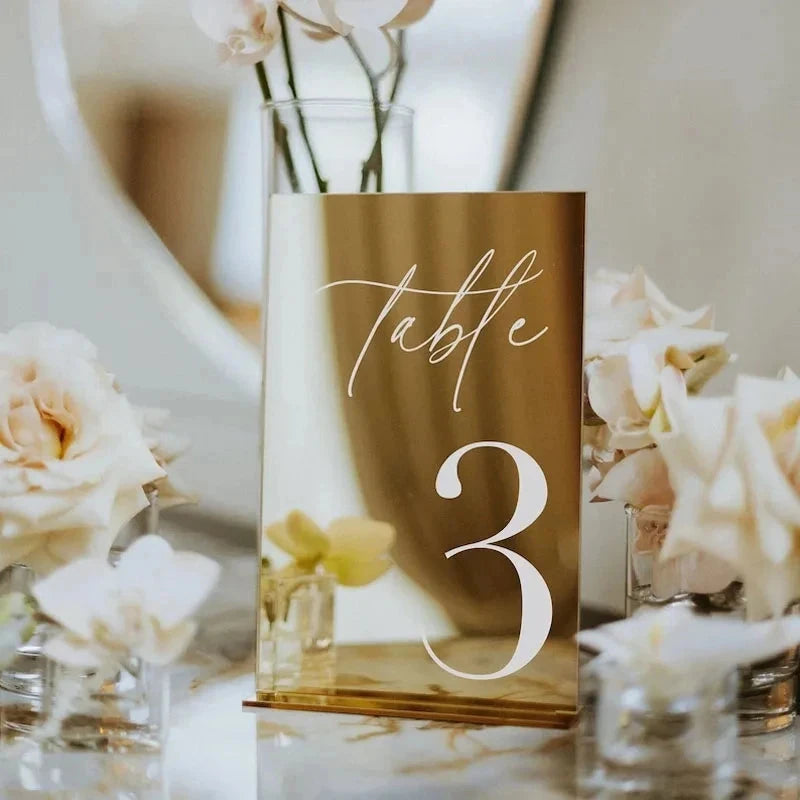 Mirror Silver Wedding Table Numbers With Stand Wedding Table Decor Acrylic Luxury Wedding Signage Table Number Stand Good Vibrations