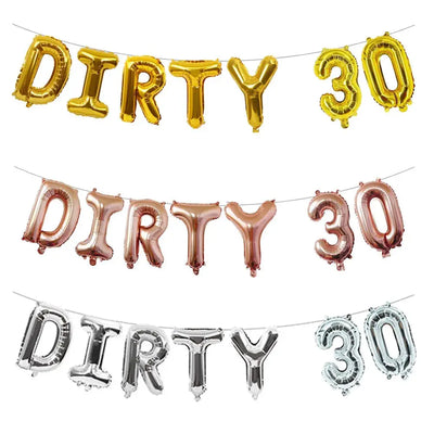 7pcs/set Rose Gold DIRTY 30 Thirty 30th Birthday Party Decoration Sweet Girls Happy Birthday Balloon Event Party Supplies Globos