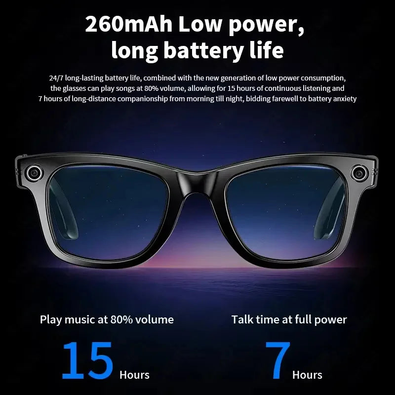AI Smart Glasses with 8MP Camera Video Recording 100+ Languages Translation Sunglasses Bluetooth Call Music Play Men Women 2025 Good Vibrations