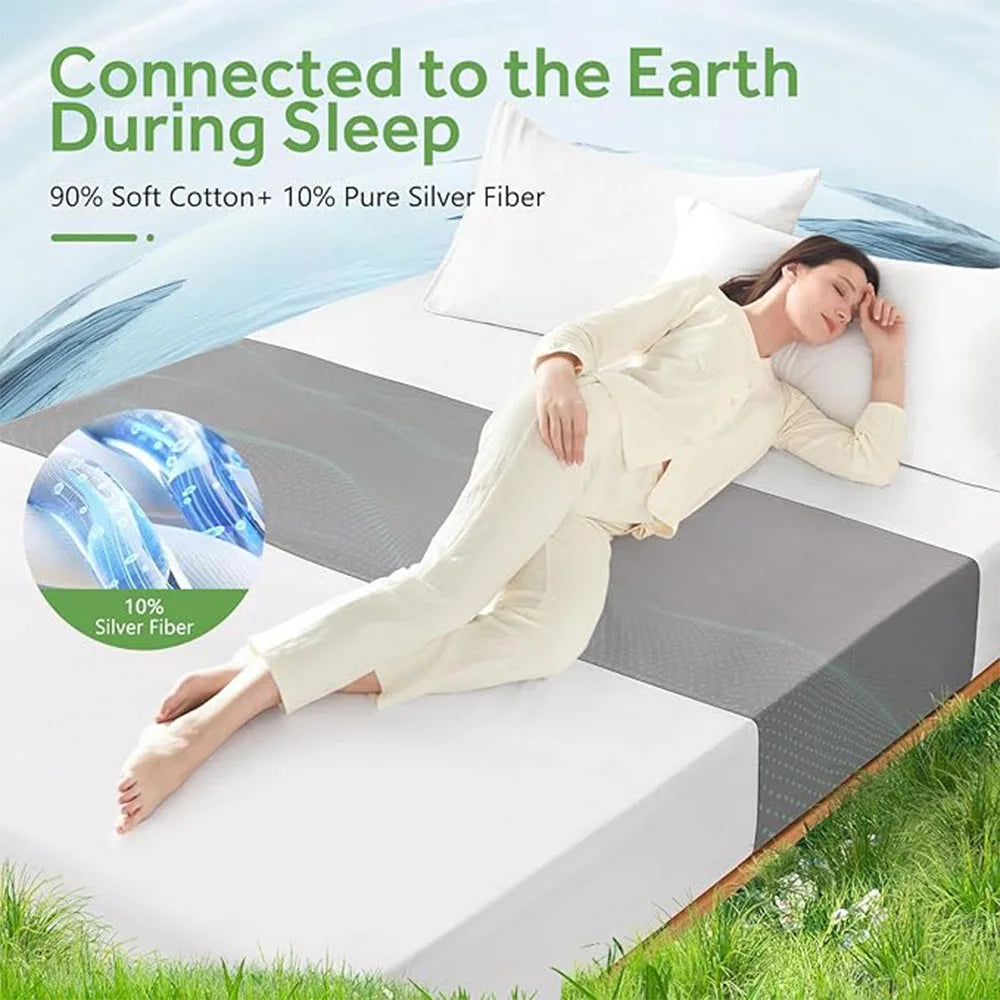 Grounding Sheet Sleep better Cotton grey Silver Half bed Sheet  Antimicrobial Fabric Conductive Grounding earthing sleep Good Vibrations