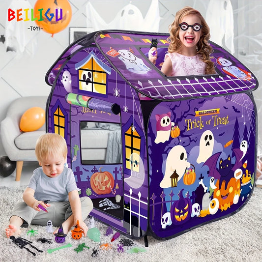 Christmas Halloween Game Tent Children's Snow House Pumpkin Ghost Playhouse Party Pop-Up Pack Holiday Toy for Kids Xmas Gifts Good Vibrations