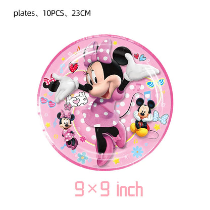 Minnie Mouse Birthday Decoration Disposable Cups Plates Tablecloth Cake Latex Balloon Baby Shower Kids Girls Party Supplies Good Vibrations