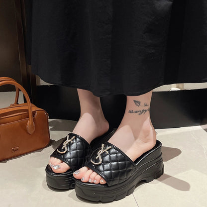 Women Sandals Summer Platform Letters Fashion Sandals Casual Comfortable Slipper Women Lightweight Non-slip Outside Slides Women Good Vibrations