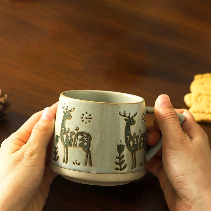 300ml Christmas Gift Creamic Mug Milk Water Cup Breastfast Coffee Mugs Office School Mugs for Drink Holiday Kitchen Drinkware Good Vibrations
