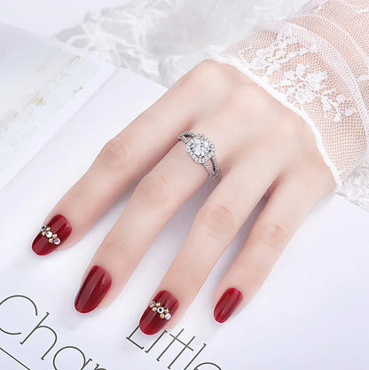 925 Sterling Silver Classic Ring for Women four claw jewelry simple diamond ring imitation diamond women's ring Good Vibrations