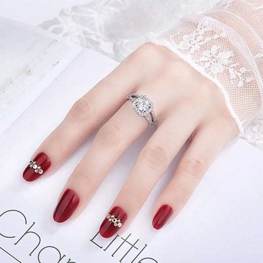 925 Sterling Silver Classic Ring for Women four claw jewelry simple diamond ring imitation diamond women's ring Good Vibrations