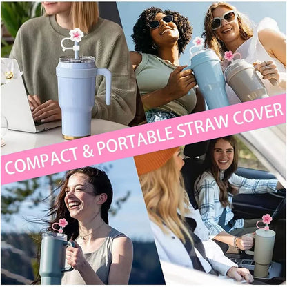 2pcs Straw Cover Cap for Stanley Cup Accessories,Lids Flowers Tip Covers Silicone Straw Topper 10mm Reusable Straw Tips Good Vibrations