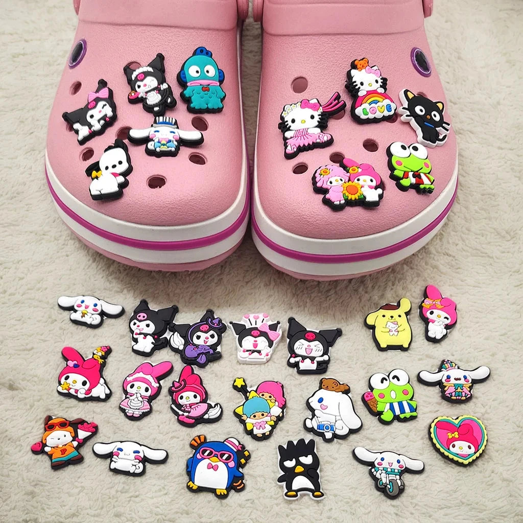 Sanrio Anime Hello kitty Kuromi Pochacco Shoe Charms for Clogs Bag Crocs Sneakers Shoe Decorations Bag Decors Good Vibrations