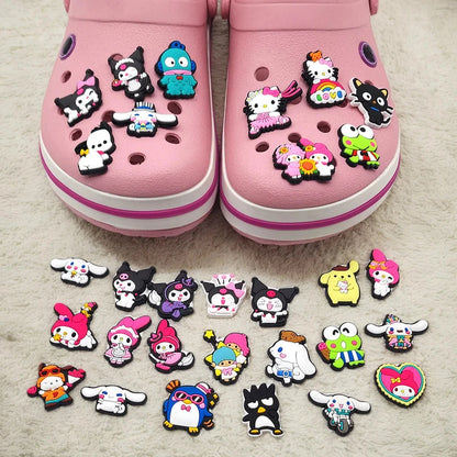 Sanrio Anime Hello kitty Kuromi Pochacco Shoe Charms for Clogs Bag Crocs Sneakers Shoe Decorations Bag Decors Good Vibrations