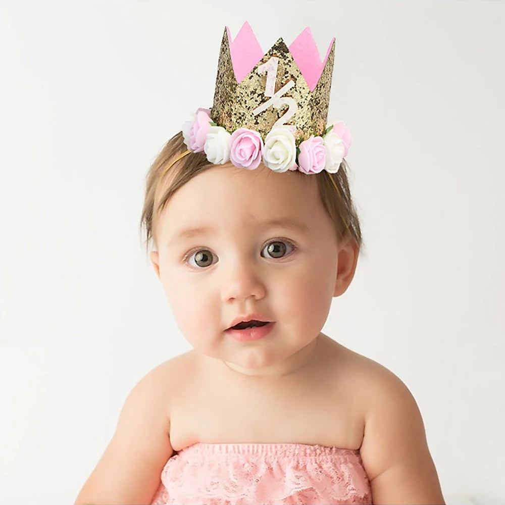1st Birthday Party Decor Hat Kids 1 2 3 Year Happy Birthday Boy Girl Crown Hat First Happy Birthday Party Baby Shower Decoration Good Vibrations
