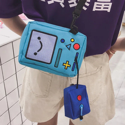 Cartoon Anime Single Shoulder Bags for Women Phone Coin Purse Female Canvas Game Machine Small Shoulder Bag Funny Crossbody Bag Good Vibrations