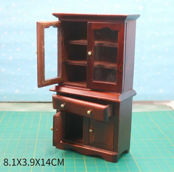 1:12  Miniature Dollhouse Furniture Model Play House Toy Cabinet Wooden Clamshell Desk New Diy Miniature Dollhouse Accessories Good Vibrations