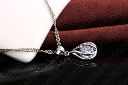 Fashion Popular Jewelry Set For Women Shiny Crystal Stone 925 Sterling Silver Pendant Necklace Hoop Earring Party Gift Good Vibrations Adult Super Store