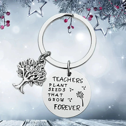 New Teacher Appreciation Gift Keychain Pendant  Graduation Key Chains Keyrings Gift Teachers Plant Seeds That Grow Forever Good Vibrations