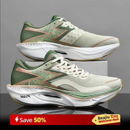 Carbon Plate Air Cushion Men Sports Running Shoes Marathon Breathable Lightweight Women's Comfortable Athletic Nonskid Sneakers Good Vibrations