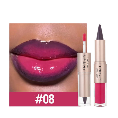 Black Brown Tapered Lip Liner Contour Pencil Double Head Mirror Plumping Lip Glaze Crystal Lip Gloss Sexy Red Lips Tint Makeup Good Vibrations