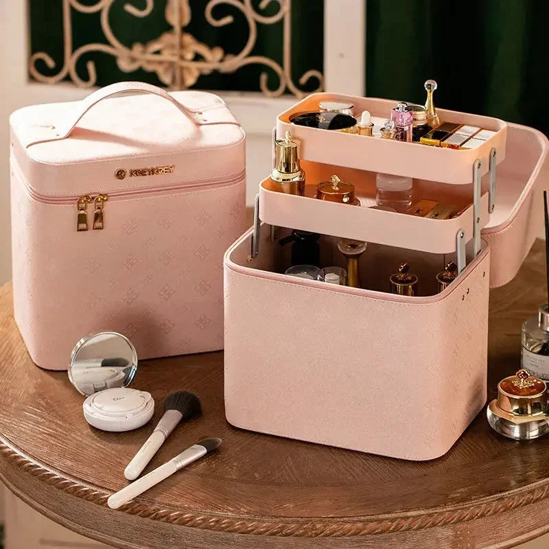 2025 New Fashion Professional Makeup Bag Women Cosmetic Case Female Korean Make Up Storage Organizer Box Fashion Large Good Vibrations