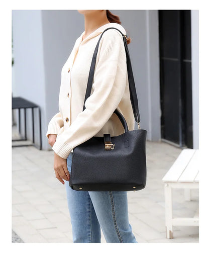 Woman shoulder bag Large capacity Handbag for Women Crossbody bag Lychee pattern PU Portable bucket bag ladies messenger bags Good Vibrations