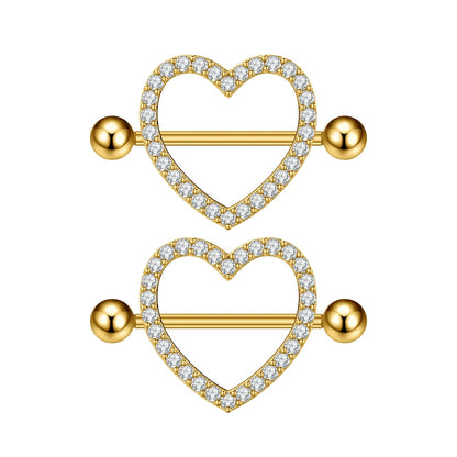 2pcs Both Sides Screwed Heart Nipple Ring for Women Girls 14G Stainless Blue Pink Zircon Sexy Nipple piercing nombril Nipple Bar Good Vibrations