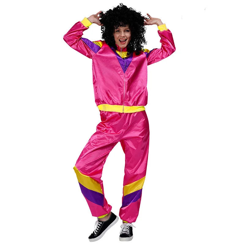 Cosplay Women Disco Suit Fancy Dress Hippie Costumes Men Disco Tracksuit Couples for Costumes Clothes Adult Carnival Costume Good Vibrations