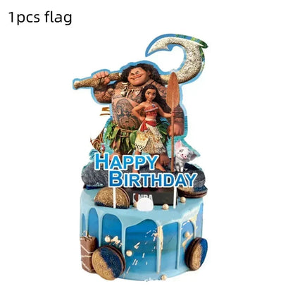 New MINISO Moana Theme Children Birthday Party Disposable Tableware Cup Plate Flag Kids Girls Wedding Party Decoration Supplies Good Vibrations