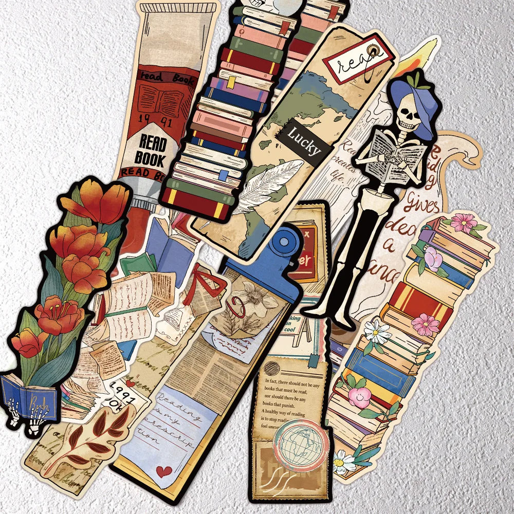 30pcs Bookmarks DIY Students Reader Page Markers Library Office Page Markings Retro Romantic Reading Books Bookish Paper Good Vibrations