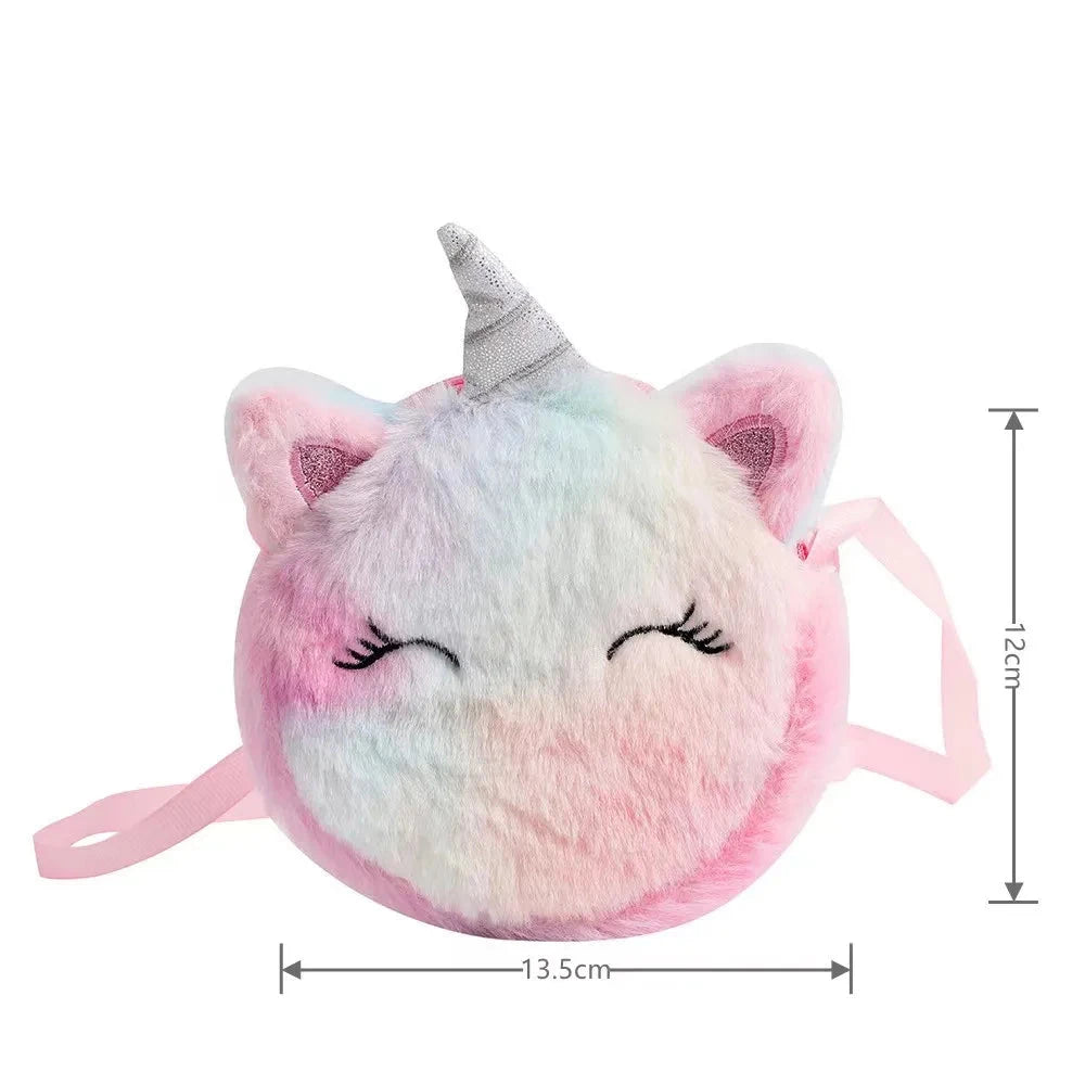 Kids Fashion Plush Shoulder Bag Cute Cartoon Unicorn Wallet Girls Handbag Baby Accessories Good Vibrations