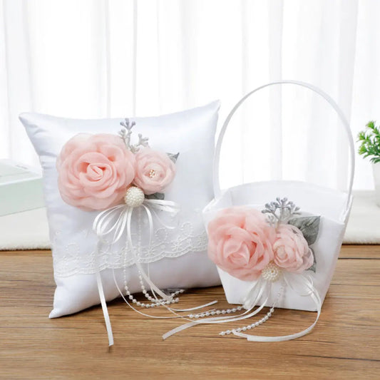 Portable Wedding Flower Basket Home Organizers Ring Pillow Flowerpot With Handle White Romantic Party Decoration Photo Prop Good Vibrations