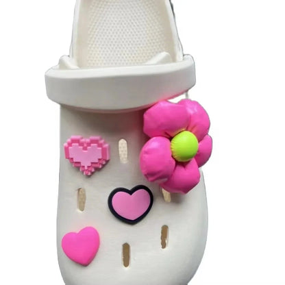 New Rose Red Leather Flower Love Set Charm Shoe Accessories Women's DIY Wristband Buckle Fashion Clogs Shoe Buckle Good Vibrations