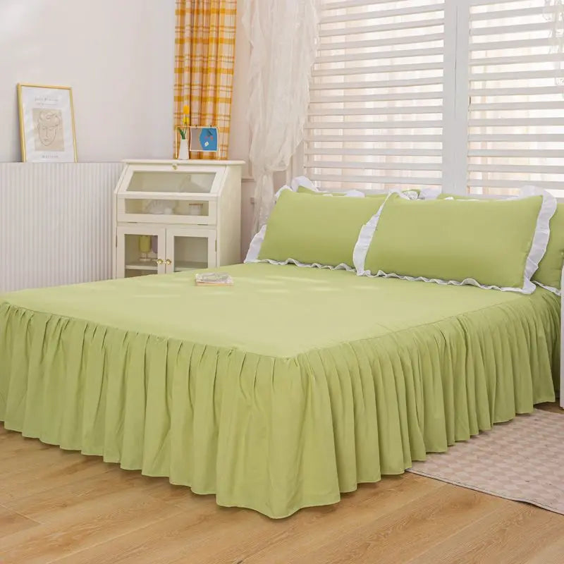 Bed Sheets Solid Plain Nordic Style Bedroom Washed Flat Breathable Adults Comfortable Simple Queen Size Home Bed-protect Soft Good Vibrations