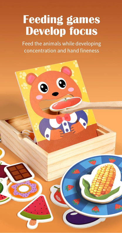 Parent child simulation teddy bear feeding game, early childhood education, baby's fine action, spoon training toy Good Vibrations
