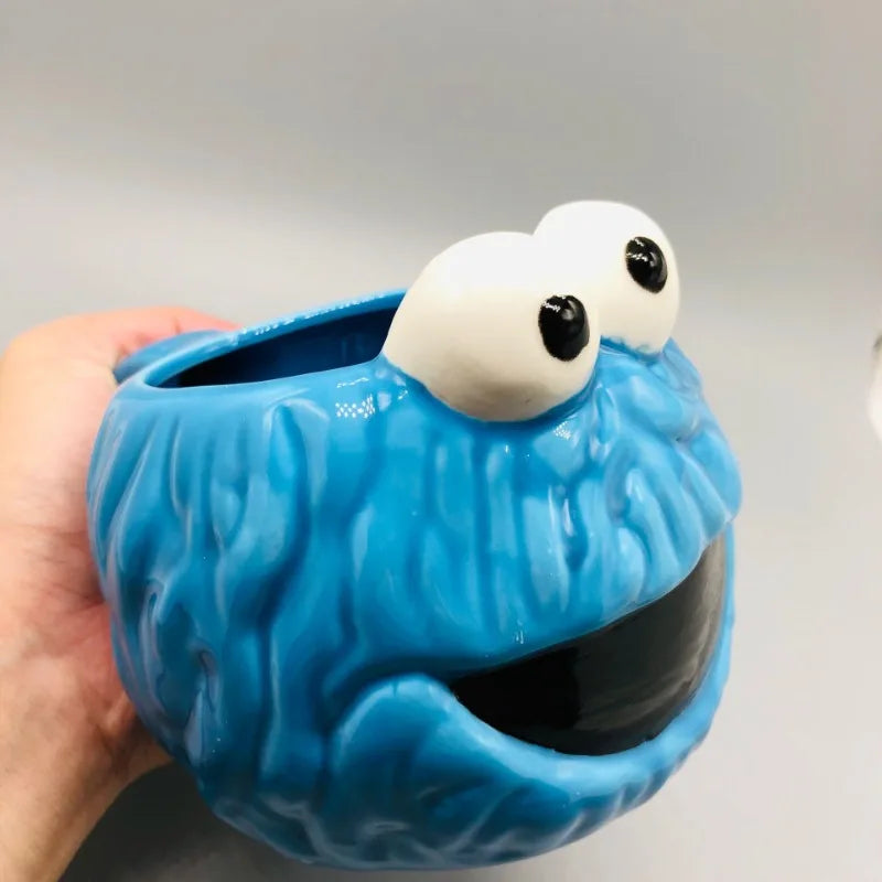 Cartoon Sesame Elmo Coffee Mug Fuuny Monster Cute Water Cup Kawaii Ceramic Milk Tea Mug Office Drinking Cup House Drinkware Good Vibrations