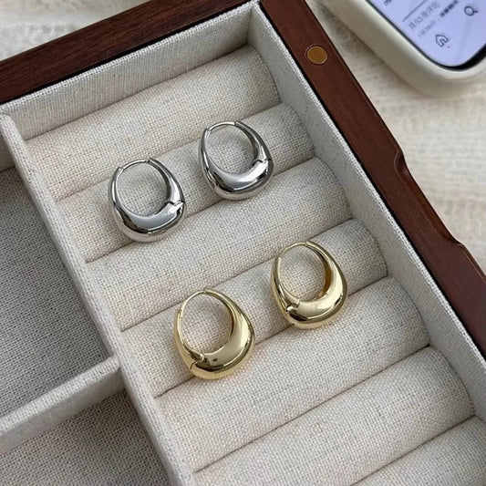 Stainless Steel Smooth Metal Chunky Hoop Earrings for Women Fashion Round Circle Hoops Statement Earrings Trendy Jewelry Good Vibrations