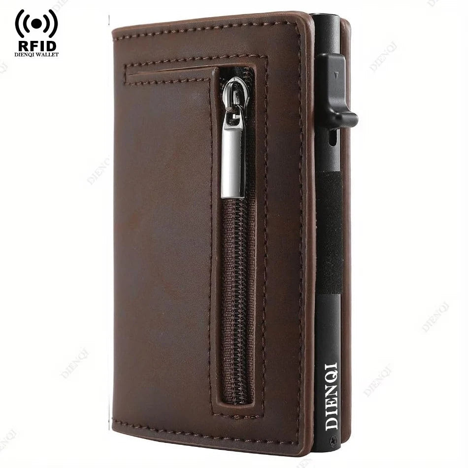 Magnetic Credit Card Holder Luxury Men Wallet Rfid Blocking Pop Up Minimalist Wallet Leather Bank Cardholder Case Vallet for Men Good Vibrations